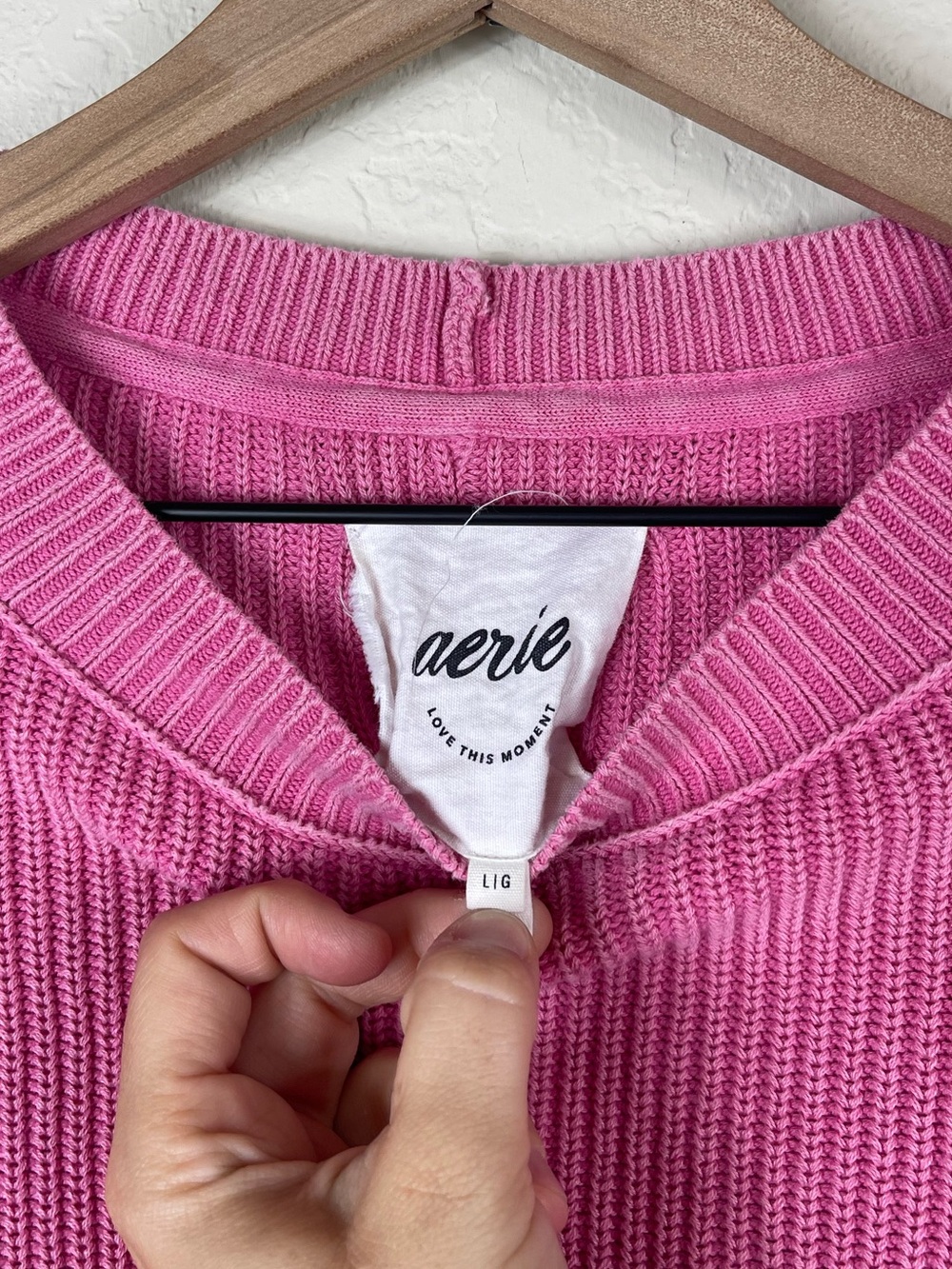 Aerie Thick Knit Mock Neck Sweater Pink Size Large - Picture 3 of 4